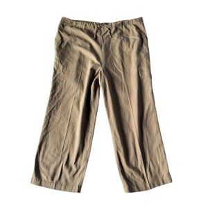 Coldwater Creek Womens Sz M Tan Linen Blend Drawstring Waist Crop Leg Pants